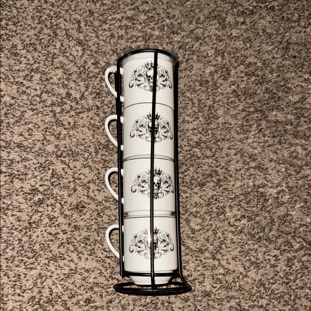 Grace Teaware elegant Black and White Stacking Mugs